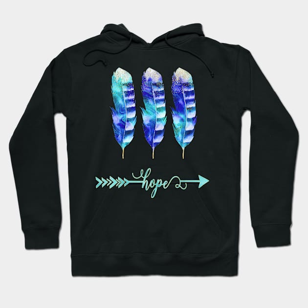 feather blue hope Hoodie by LebensART